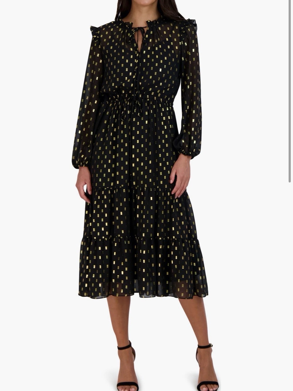 julia jordan Black Dress with Metallic Gold Accent Print